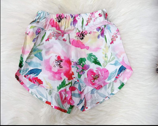 presale SS0377 Ink painting flower and leaf shorts   2024 10.14