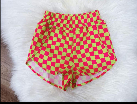 presale SS0378 Red and green plaid shorts  2024 10.14