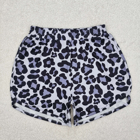 SS0385 Adult female leopard print gray and black shorts D 3.18