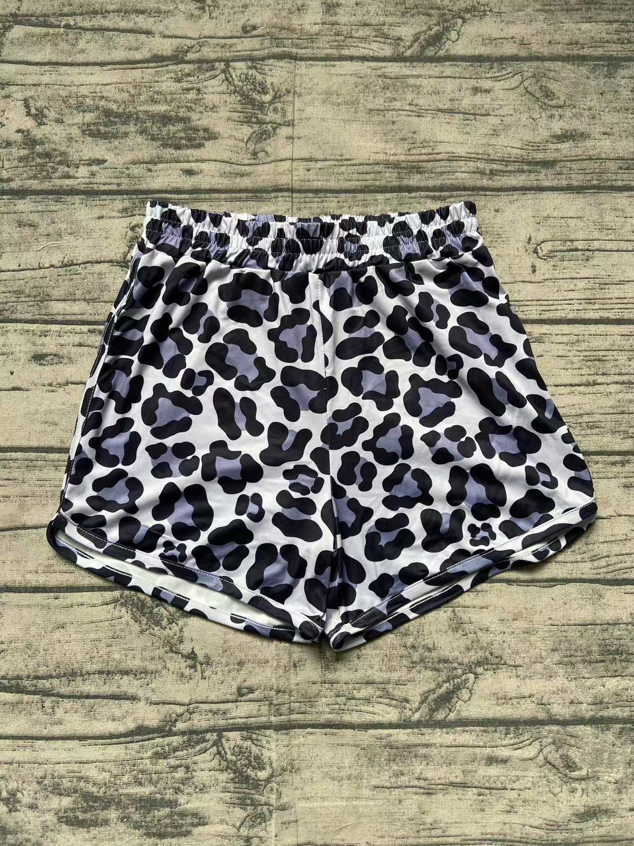 SS0385 Adult female leopard print gray and black shorts D 3.18
