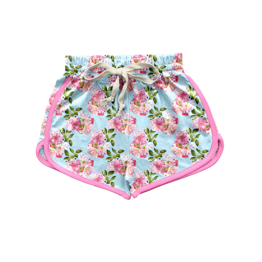 presale SS0394 Adult female flower leaf pink trim blue shorts 2024 10.22
