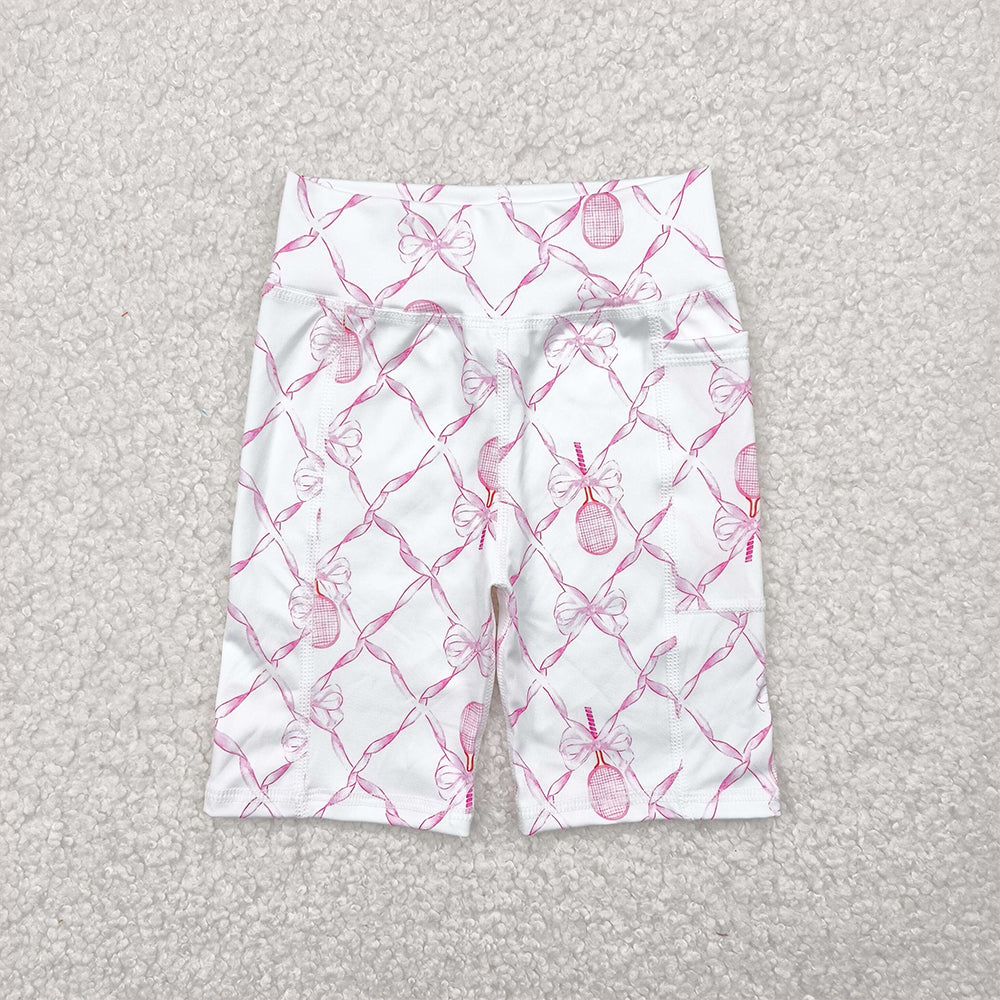 SS0397  White Yoga Shorts with Racket Bow D 4.25