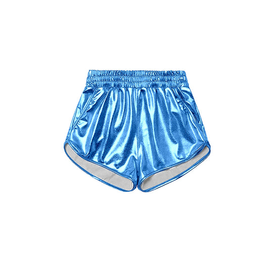 presale SS0408 Shiny blue leather shorts  2024 11.30