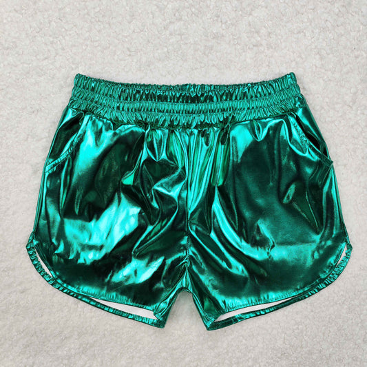 SS0410  Shiny green leather shorts