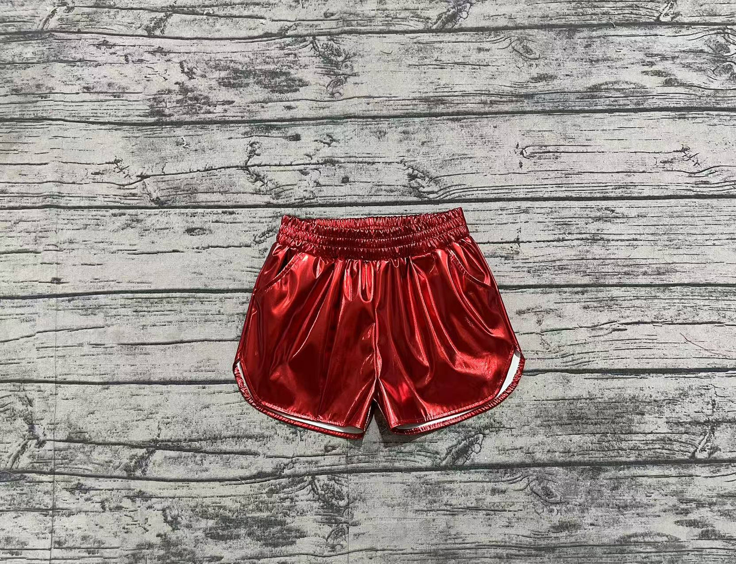 SS0415 Baby Girls Shiny red leather shorts D 5.22