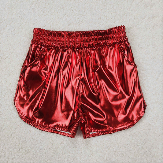 SS0415 Baby Girls Shiny red leather shorts D 5.22
