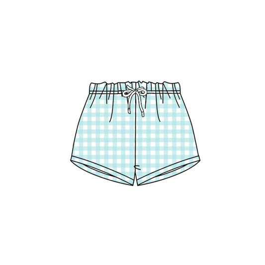 presale SS0455 Baby Girls Green Checkered Shorts Bottoms   2025 2.17