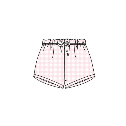 presale SS0456 Baby Girls Pink Checkered Shorts Bottoms 2025 2.17