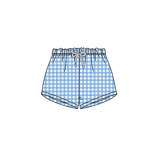 presale SS0457 Baby Girls Blue Checkered Shorts Bottoms  2025 2.17