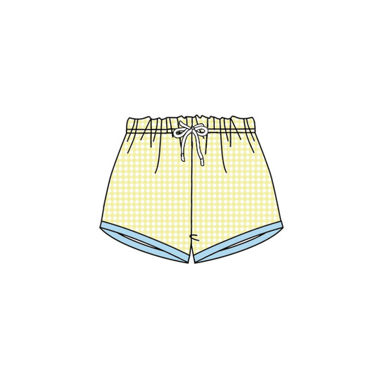 presale SS0458 Baby Girls Yellow Checkered Shorts Bottoms 2025 2.17
