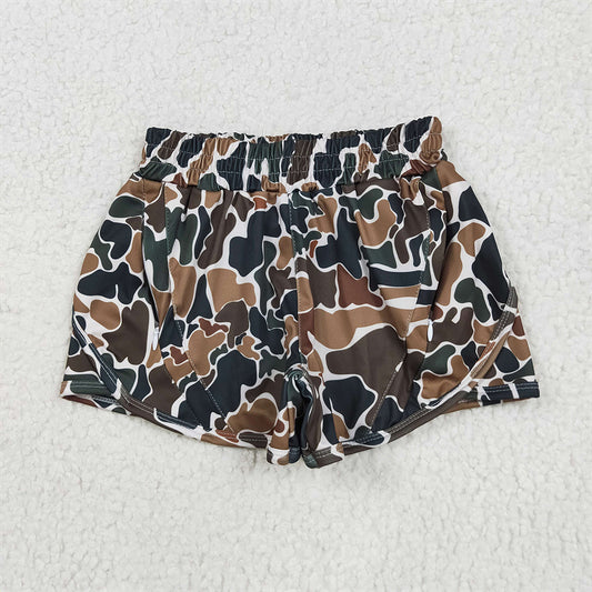 SS0465 Baby Girls Dark Brown Camo Yoga Shorts Bottoms D 5.22