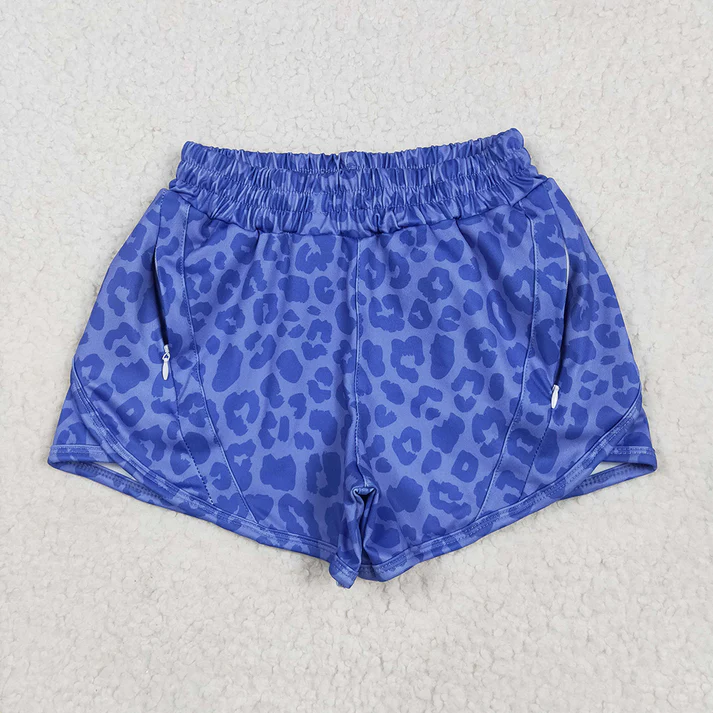 Mommy and me Baby Girls Blue Leopard Yoga Zip Shorts Bottoms D 5.22