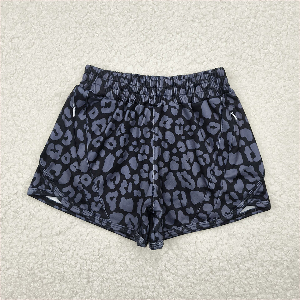SS0467  Baby Girls Black Leopard Yoga Shorts Bottoms D 4.11