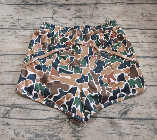 SS0469 Adult Women Dark Brown Camo Yoga Summer Shorts D 4.11