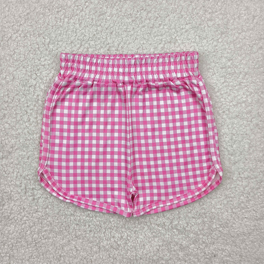 SS0472 Baby Girls Pink Plaid Sport Shorts Bottoms   D 4.1
