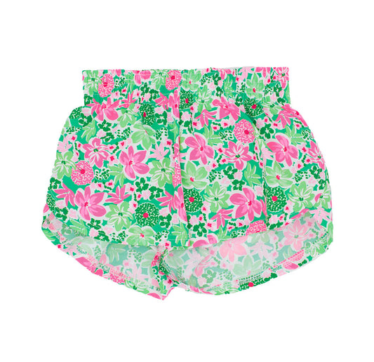 presale SS0473 Baby Girls Green Floral Sport Shorts Bottoms D 3.13