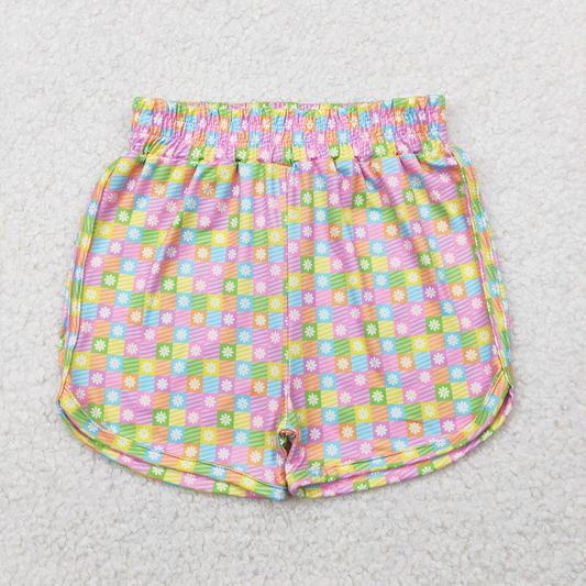 SS0474  Baby Girls Pink Plaid Flowers Sport Shorts Bottoms D 4.11