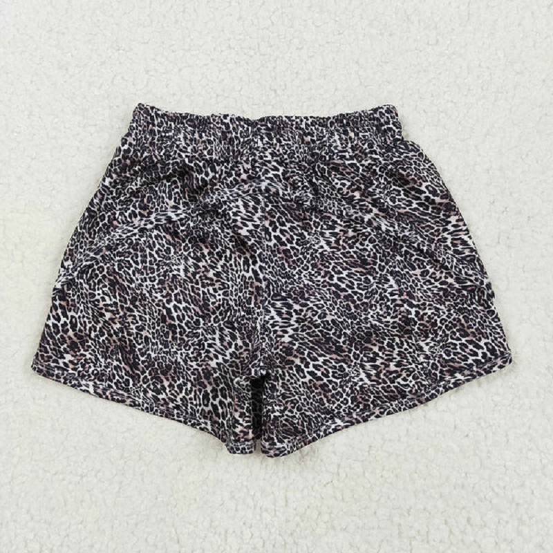 SS0480 Baby Girls Brown Leopard Yoga Shorts Bottoms D 6.23