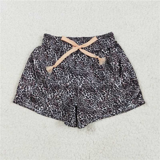 SS0480 Baby Girls Brown Leopard Yoga Shorts Bottoms D 6.23