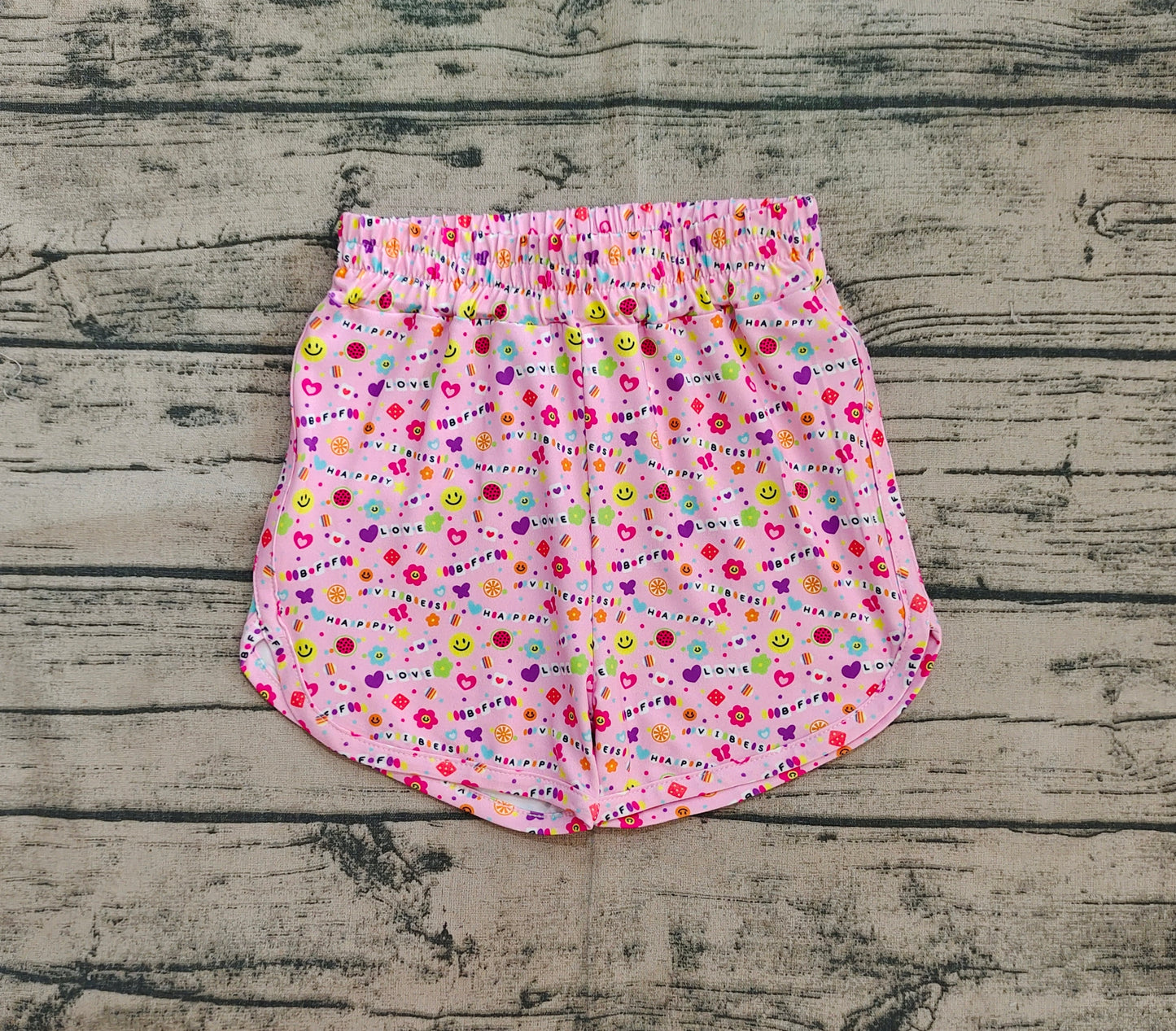 SS0484 Baby Girls Pink Floral Hearts Shorts Bottoms  D 4.7