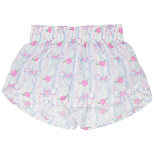presale SS0485 Baby Girls Lavender Stripe Floral Bows Shorts Bottoms D 3.11