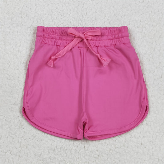 SS0503 Hot pink elastic waist kids girls active wear yoga shorts D 5.9