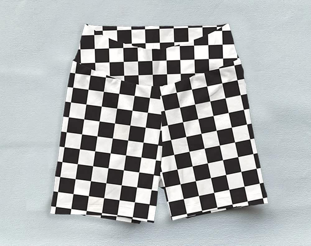SS0537  Baby Girls Black White Plaid Biking Shorts Bottoms D 4.2