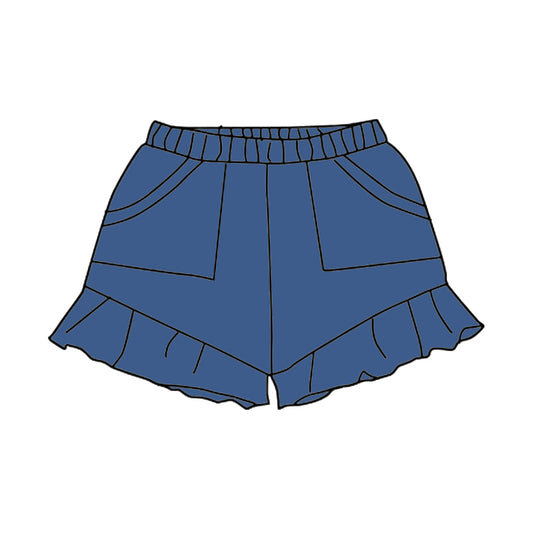 presale SS0557   Baby Girls Navy Pockets Summer Cotton Ruffle Short Bottoms   D 3.28