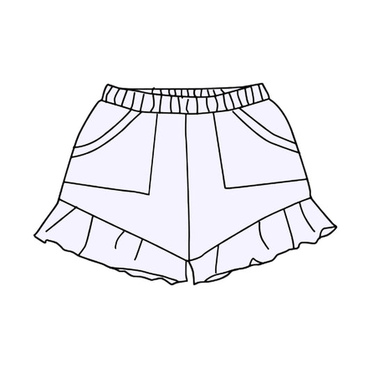 presale SS0559   Baby Girls White Pockets Summer Cotton Ruffle Short Bottoms D 3.28