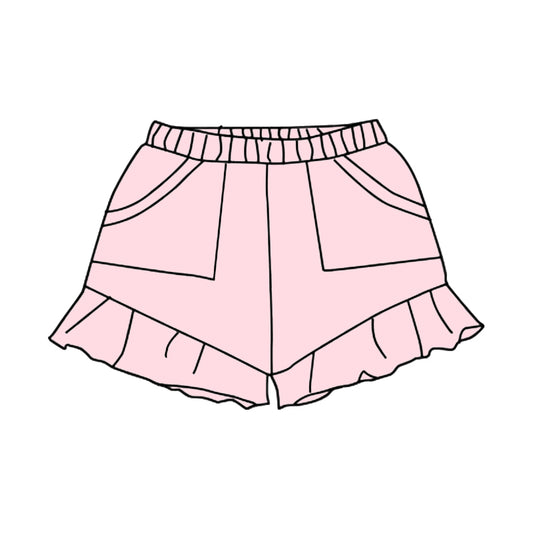presale SS0560 Baby Girls Light Pink Pockets Summer Cotton Ruffle Short Bottoms D 3.28