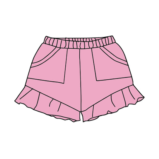 presale SS0562 Baby Girls Pink Pockets Summer Cotton Ruffle Short Bottoms D 3.28