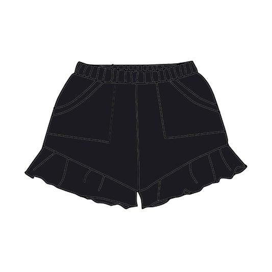 presale SS0566 Baby Girls Black Pockets Summer Cotton Ruffle Short Bottoms  D 3.28