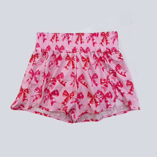 presale SS0568 Adult Women Pink Bows Yoga Summer Shorts  D 3.28