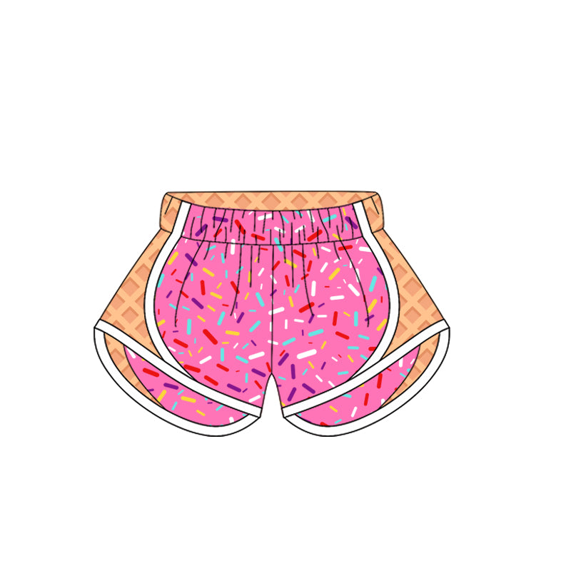 SS0574  Adult Women Pink Ice-cream Drip Yoga Shorts Bottoms  D 6.16