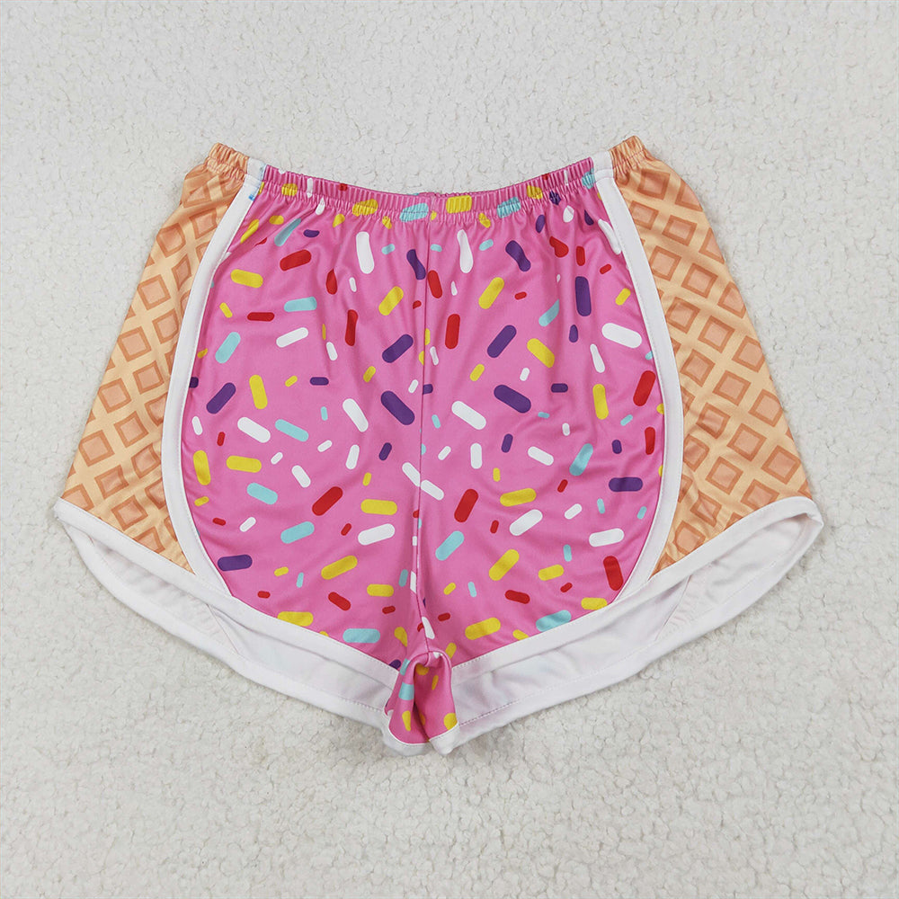 SS0574  Adult Women Pink Ice-cream Drip Yoga Shorts Bottoms  D 6.16