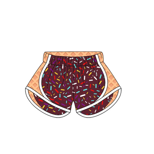 presale SS0577 Adult Women Brown Ice-cream Drip Yoga Shorts Bottoms  D 4.1