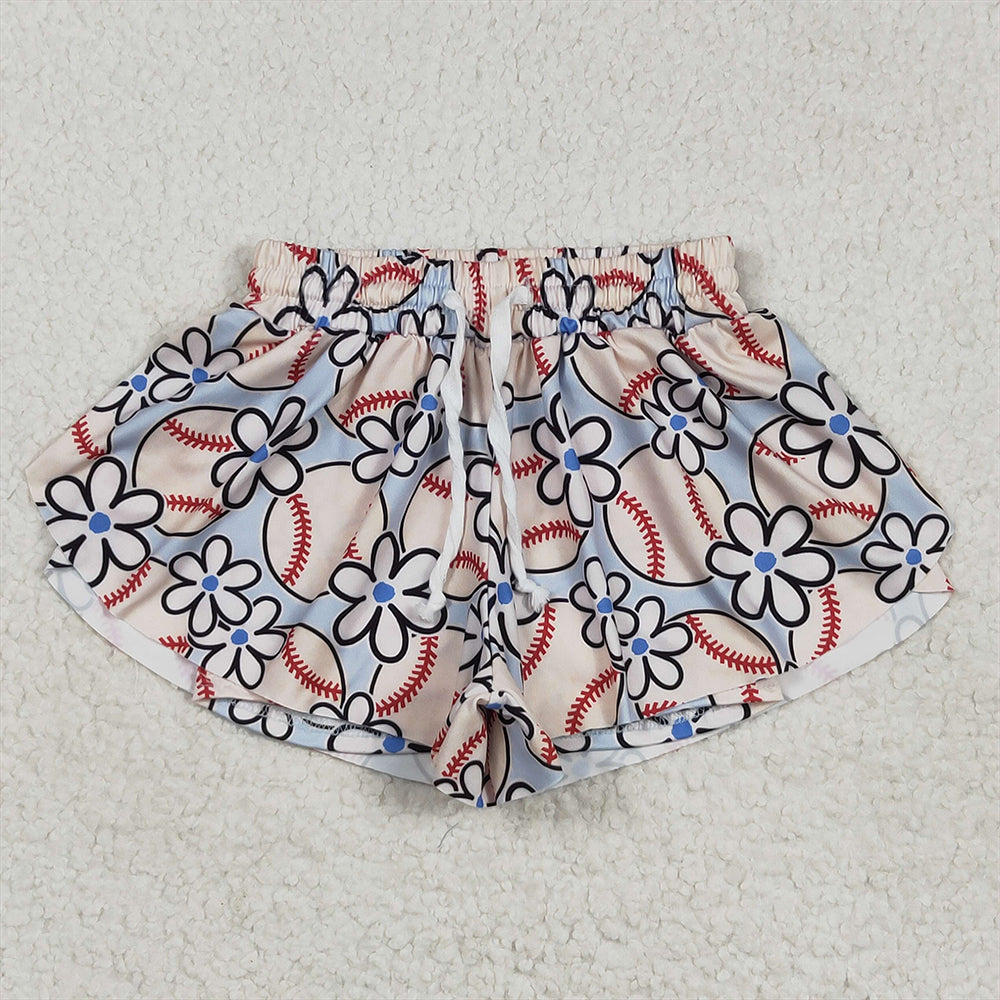 SS0581 Baby Girls Football Flowers Summer Shorts Bottoms  D 4.2