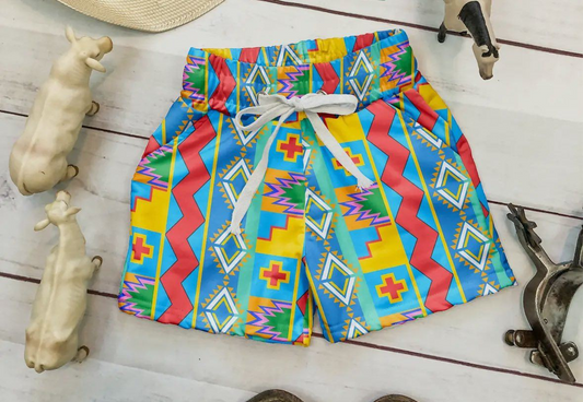 presale SS0597 Baby Boys Colorful Aztec Summer Pockets Shorts Bottoms D 4.4