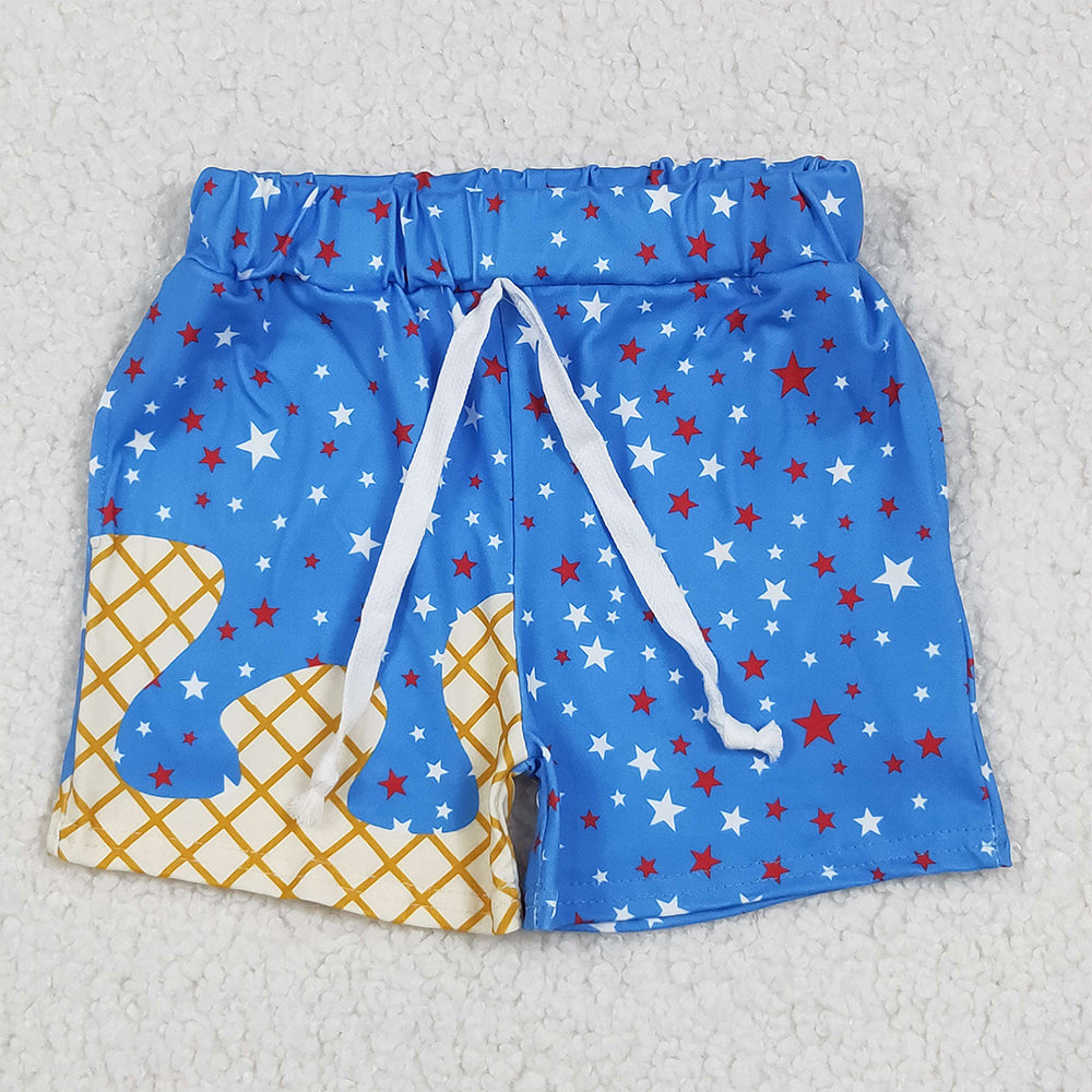 SS0611 Baby Boys Blue Drip Stars Pockets Team Shorts Bottom D 5.24