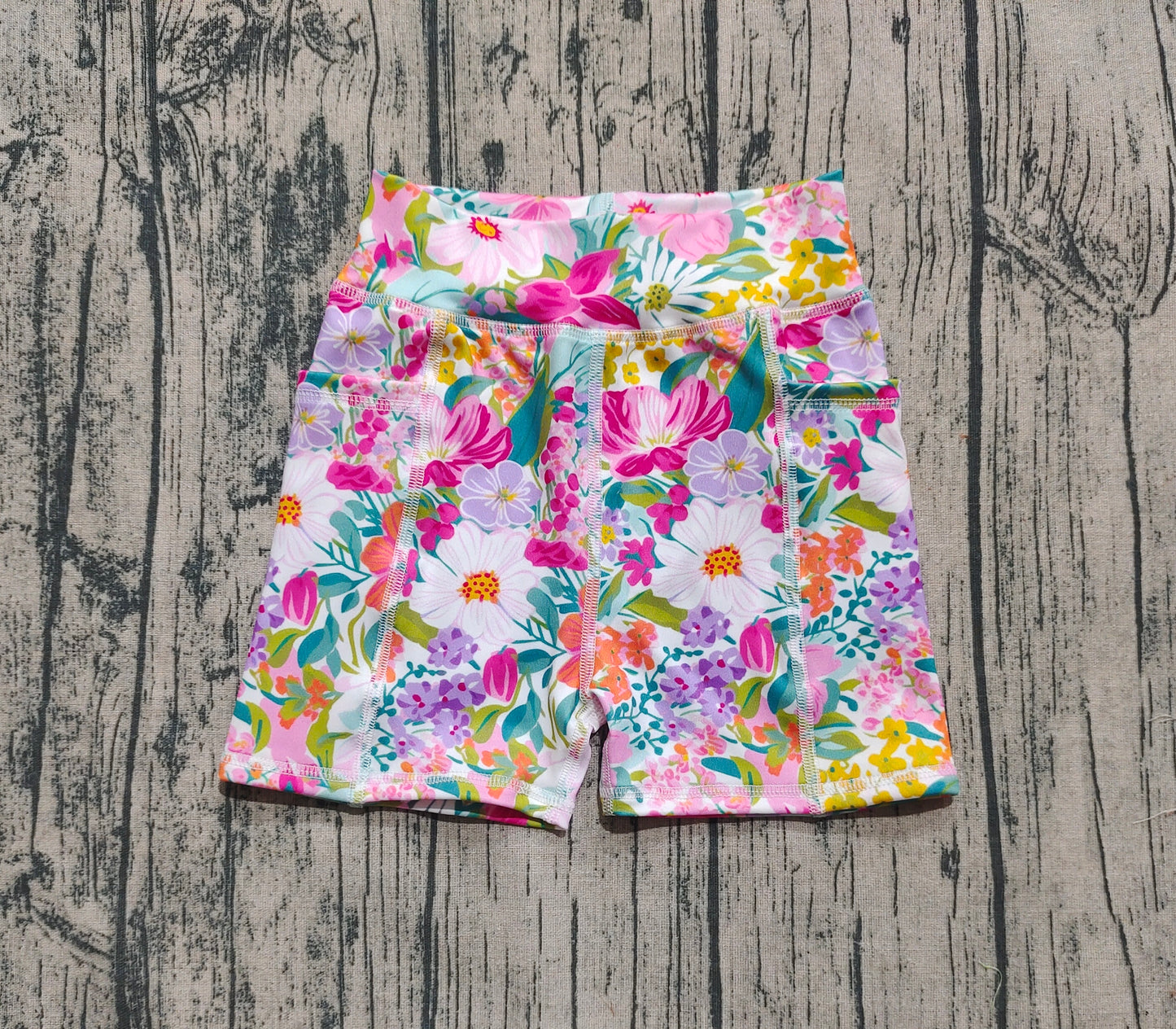 SS0614  Baby Girls Pink Floral Yoga Short Bottoms  D 6.2