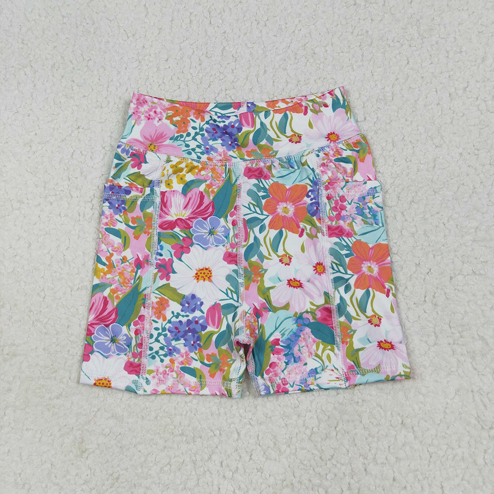 SS0614  Baby Girls Pink Floral Yoga Short Bottoms  D 6.2
