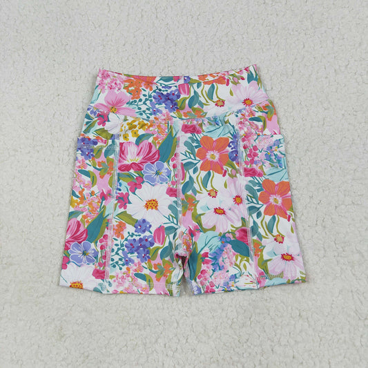 SS0614  Baby Girls Pink Floral Yoga Short Bottoms  D 6.2
