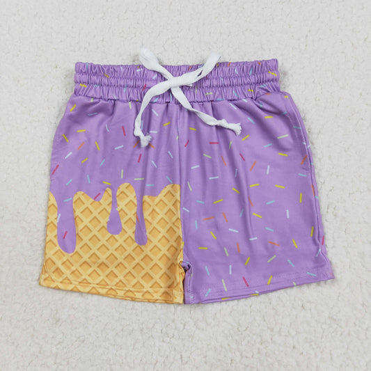 SS0621  Baby Girls Purple Ice Cream Drip Summer Shorts Bottoms D 8.4