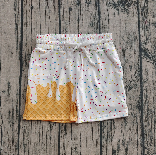 SS0625 Baby Girls White Ice Cream Drip Summer Shorts Bottoms   D 816