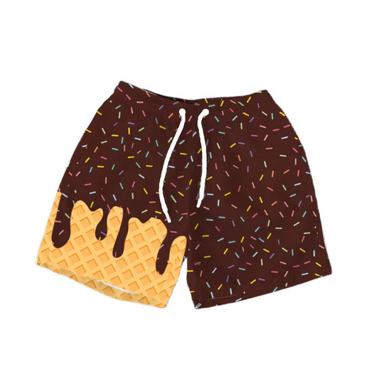 presale SS0626 Baby Girls Brown Ice Cream Drip Summer Shorts Bottoms D 6.10