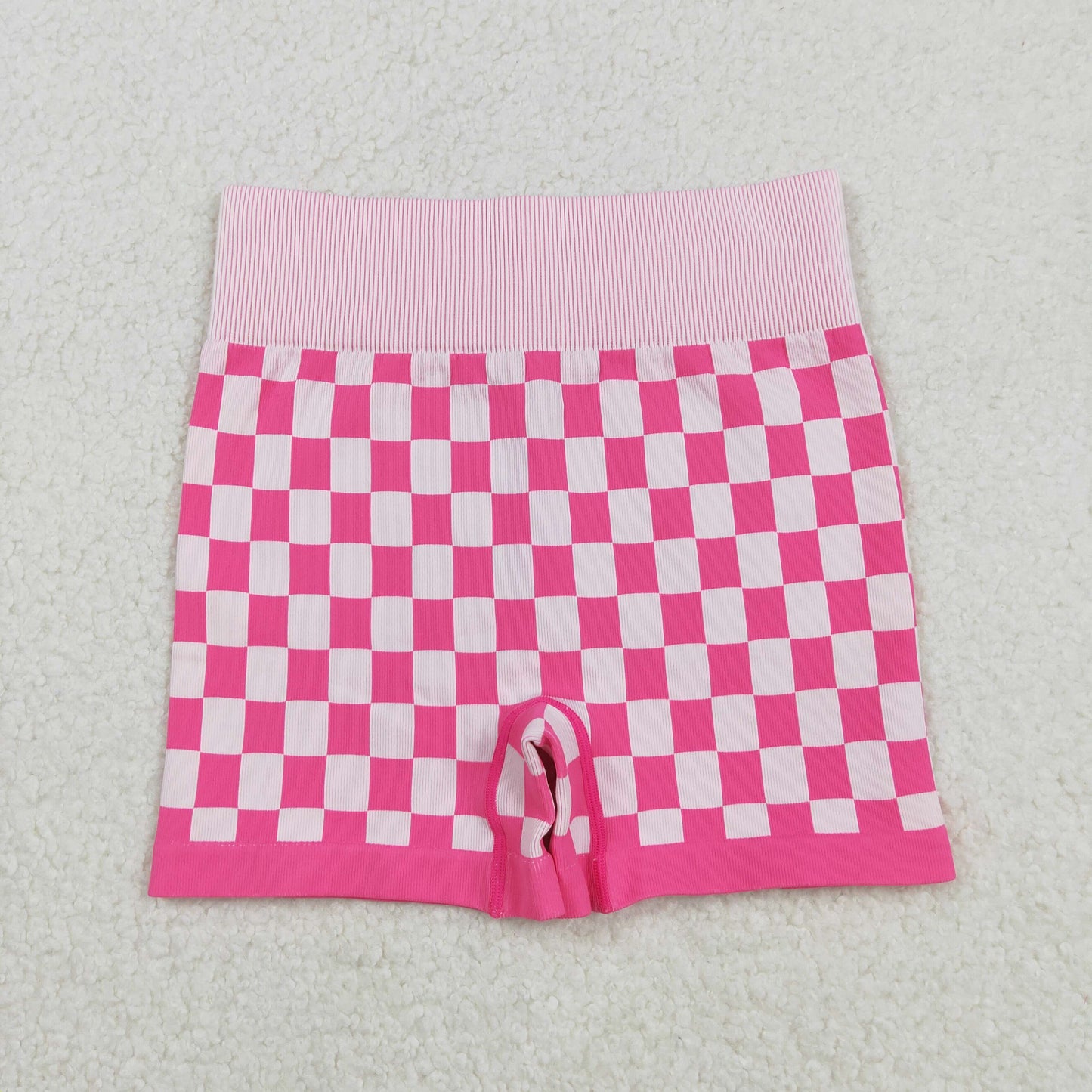 SS0645 Adult Women Pink Checkered Knitted Yoga Bottoms  D 903