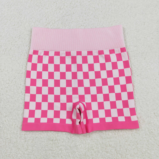 SS0645 Adult Women Pink Checkered Knitted Yoga Bottoms  D 903