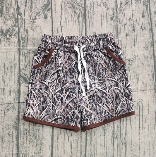 presale SS0674 Baby Boys Grey Leaves Camo Hunting Pockets Shorts Bottom D 1103
