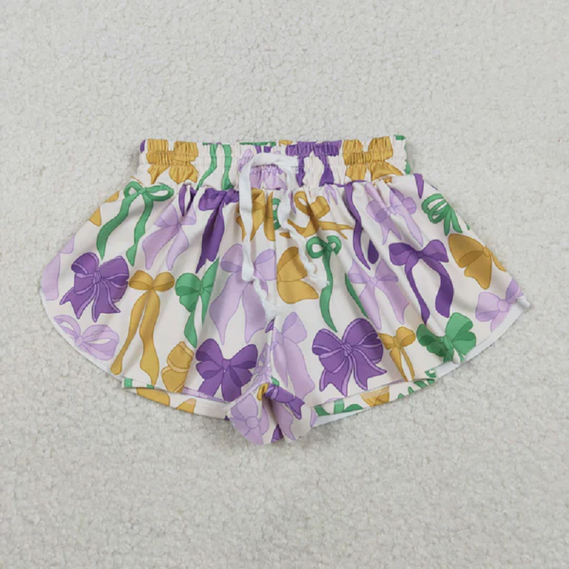 Sibling Baby Girls Mardigras Bows Ruffle Pants Clothes Set Jumpsuits Knee Length Dress Rompers  D 1210
