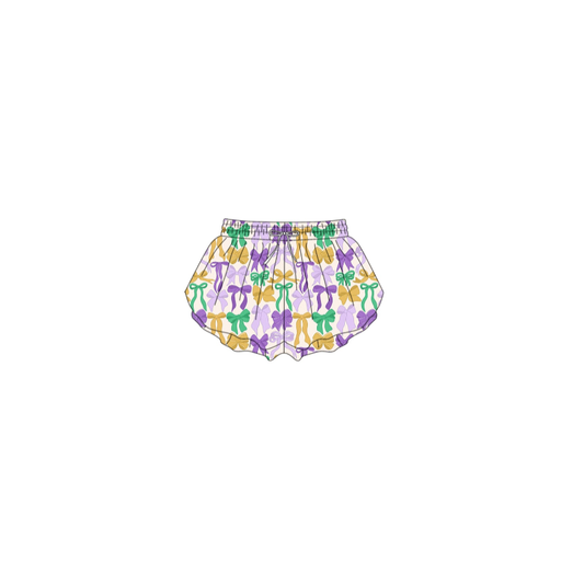 presale SS0684 Baby Girls Mardigras Bows Plaid Yoga Shorts Bottoms D 1013